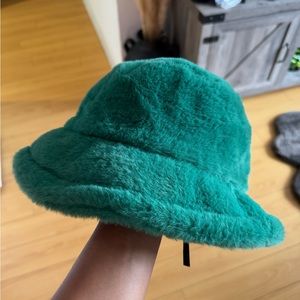 Faux Fur Bucket in Green